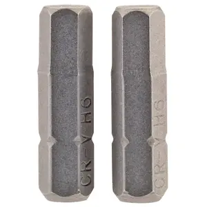 Draper 6mm 1/4" Hex. Hexagonal Insert Bit 25mm Long x 2 63998