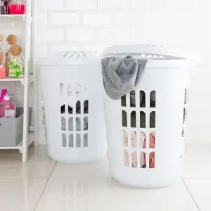 Wham 2 x Casa Plastic Deluxe Round Laundry Hamper Ice White