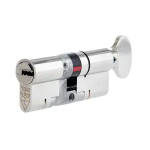 Yale Platinum Nickel-plated Brass Single Euro Thumbturn Cylinder lock 35/35, (L)80mm