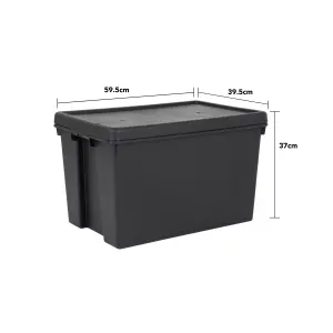 3 x Wham Bam 62L Stackable Recycled Plastic Storage Box & Lid Black