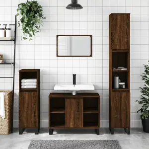 Berkfield Bathroom Cabinet Brown Oak 80x33x60 cm Engineered Wood