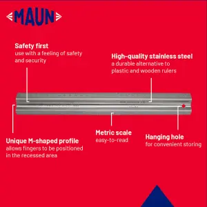 Maun Metal Safety Rule 300 mm Long