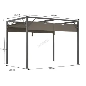 BIRCHTREE 3x2M PE Canopy Pergola Steel Frame Adjust Shade Pergola Shelter Backyard Grey