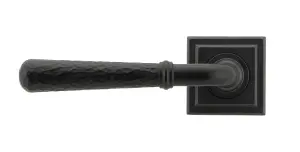 From The Anvil Matt Black Hammered Newbury Lever on Rose Set (Square) - Unsprung