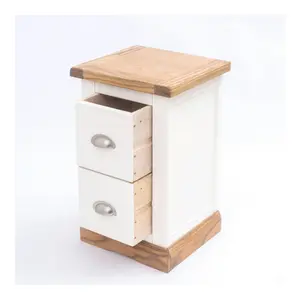 Tropea 2 Drawer Petite Bedside Table Chrome Cup Handle