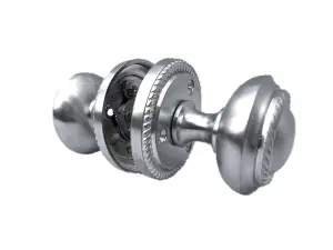 Door Knobs Round Georgian Roped Mortice Knob - Silver Satin 62mm