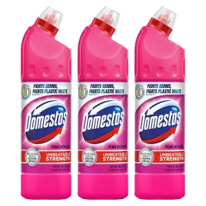 Domestos Thick Bleach Pink Power Disinfectant Multi-Purpose Cleaner Gel, 3x750ml