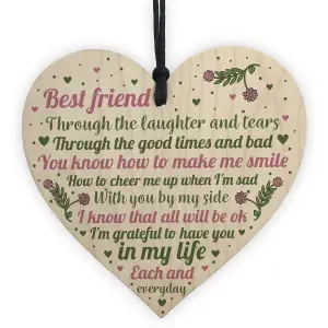 Red Ocean Friendship Sign Best Friend Plaque Gift Shabby Chic Wooden Heart Thank You Keepsake Sign