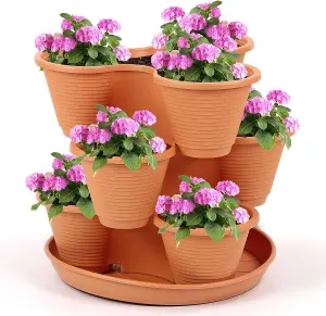 3 Tier Stackable Strawberry, Herb, Flower & Vegetable Planter Vertical Growing Garden Tower for Indoor/Outdoor Spaces