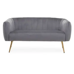 Interiors by Premier Larissa Two Seat Grey Velvet Sofa