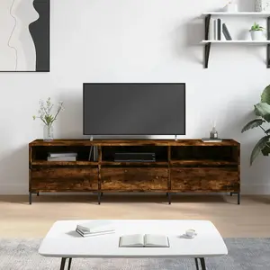 Berkfield TV Cabinet Smoked Oak 150x30x44.5 cm Engineered Wood