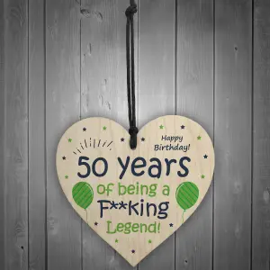 50th Birthday Gift Funny Wood Heart Dad Mum Sister Brother Gift 50th Decoration