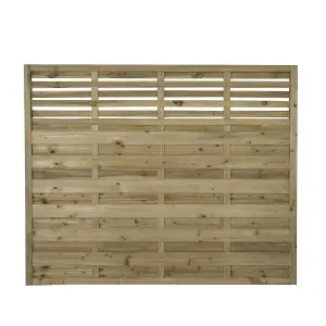 Forest Garden Kyoto Contemporary Slatted Pressure treated 5ft Wooden Decorative fence panel (W)1.8m (H)1.5m, Pack of 5