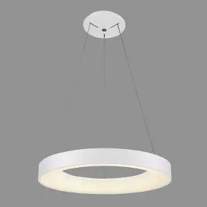 Luminosa Modern LED Hanging Pendant White, Warm White 3000K 2200lm