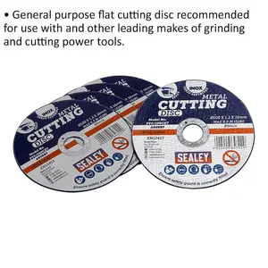 Set of 5 Heavy Duty 100mm Flat Metal Cutting Discs for Angle Grinders with 16mm Bore