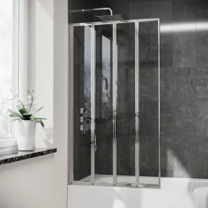 Nes Home Parga 800 x 1400 mm 4 Fold Door Bath Shower Screen Chrome Frame