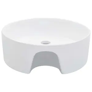 Belfry Bathroom Pursley 360mm W Ceramic Circular Sink with Overflow White