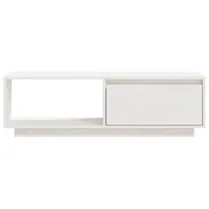 Berkfield TV Cabinet White 110x30x33.5 cm Solid Pinewood