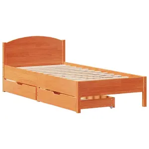 Berkfield Bed Frame without Mattress Wax Brown 90x200 cm Solid Wood Pine