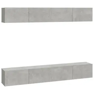 Berkfield Wall TV Cabinets 4 pcs Concrete Grey 100x30x30 cm