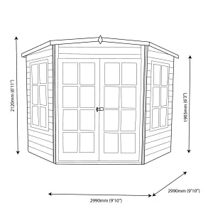 Shire Hampton 10x10 ft Toughened glass & 2 windows Pent Wooden Summer house - Assembly service included