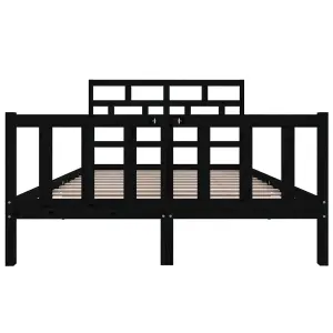 Berkfield Bed Frame Black Solid Wood Pine 120x200 cm