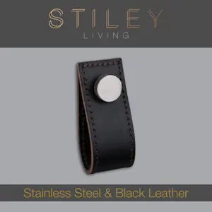 Brown Leather Handle With Knurling Fixing - Stainless Steel