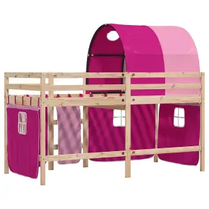 Berkfield Kids' Loft Bed with Tunnel without Mattress Pink 80x200 cm