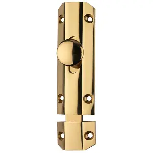 Surface Mounted Flat Sliding Door Bolt Lock 102mm x 36mm Polished Brass