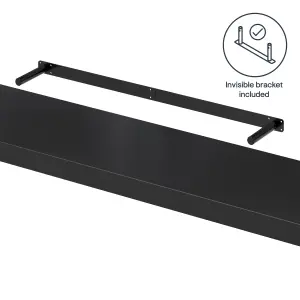 GoodHome Cusko Black Rectangular Floating shelf (L)118cm x (D)23.5cm