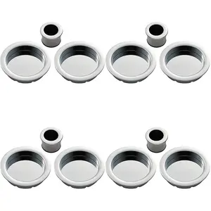 4 PACK - 29mm Sliding Door Rose & 2x 56mm Round Flush Finger Pulls - Polished Chrome