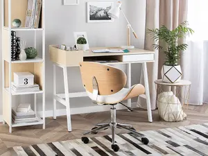 Home Office Desk with Storage White PARAMARIBO