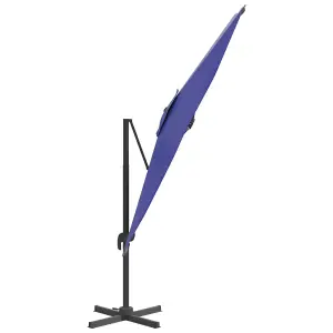 Berkfield LED Cantilever Garden Parasol Azure Blue 400x300 cm