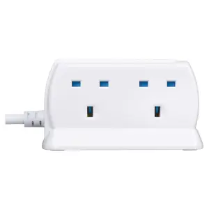 Masterplug Surge White 4 socket Extension lead with USB, 2m