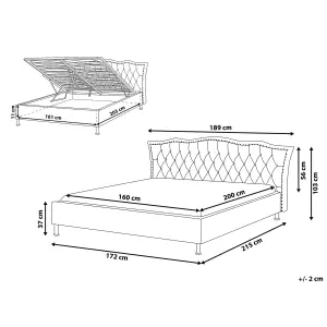 Fabric EU King Size Ottoman Bed Grey METZ