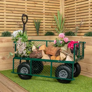 Heavy Duty Green Metal Garden Festival Cart Truck Trolley Wheelbarrow