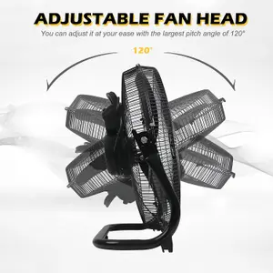 Extrastar 16" Velocity Metal stand Floor Fan, 50W, Black color