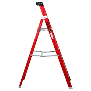 Excel Electricians Fibreglass Platform Step Ladder 6 Tread 2.04m EN131