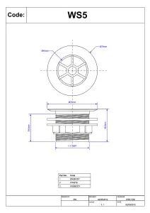 McAlpine WS5 1.5" Shower Waste: 70mm White Plastic Flange x 1.5" Tail: Backnut Model