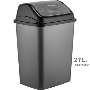 MantraRaj 27 Liter Plastic Flip Top Waste Bin Removable Swing Lid Dustbins Home Office Kitchen Recycling Swing Top Bin