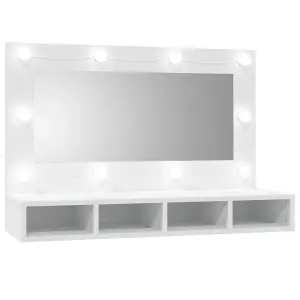 Berkfield Mirror Cabinet with LED White 90x31.5x62 cm