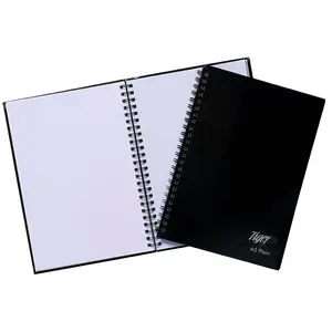 Tiger Stationery 60 Sheet Twin Wire Ring Bound Notebook Black (A5)