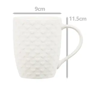 simpa 6PC Porcelain White Love Heart 500ml Mug Set.