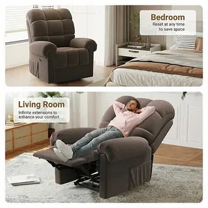 Power Recliner Chair, Electric Adjustable Teddy Fleece Sofa with USB Port