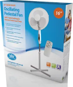 Prem-I-Air 16 Inch White Oscillating Pedestal Fan with 3 Speed Settings