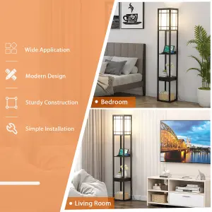 Costway Floor Lamp Freestanding Bedside Lounge Light Lamp W/ 3 Tier Shelves & 2 USB Ports