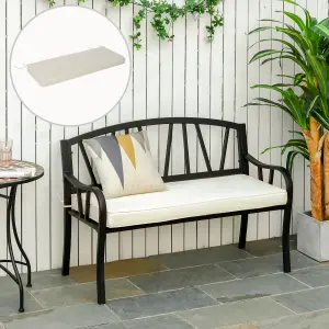 Outsunny Garden Bench Cushion 2 Seater Seat Pad Indoor& Outdoor Use Cream White