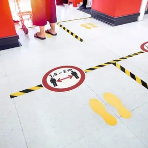 Durable Adhesive ISO "Social Distancing" Sign Safety Floor Sticker - 43cm