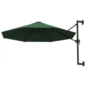 Berkfield Wall-Mounted Parasol with Metal Pole 300 cm Green