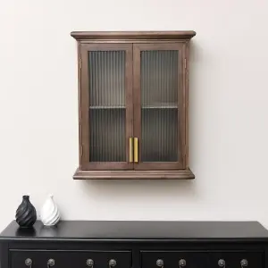 Melody Maison Wooden Reeded Glass Wall Cabinet